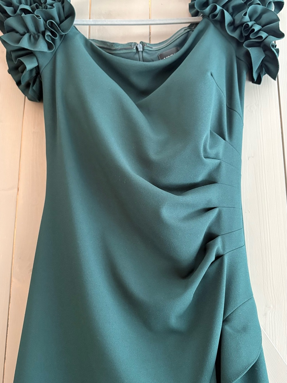 Xscape Teal Green Ruffle-Sleeve High-Low Dress - Picture 3 of 6